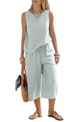 Round-neck Striped Two-piece Set