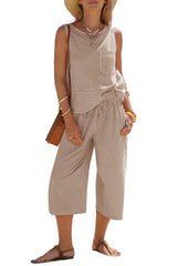 Round-neck Striped Two-piece Set
