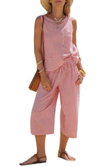Round-neck Striped Two-piece Set