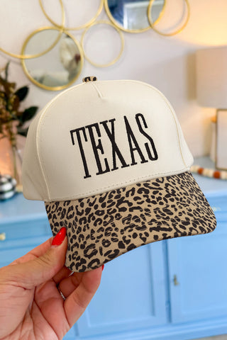 Texas Embroidered Leopard Contrast Baseball Cap