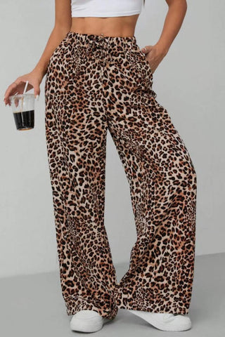 Leopard Print Straight Leg Pants