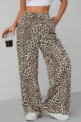 Leopard Print Straight Leg Pants