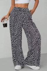 Leopard Print Straight Leg Pants
