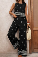 Geometric Print Top & Pants Set