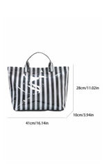 Glossy Striped Large Tote Bag