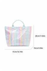 Glossy Striped Large Tote Bag