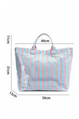 Glossy Striped Large Tote Bag