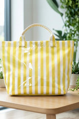 Glossy Striped Large Tote Bag