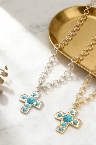 Notable Hammered Cross Toggle Necklace