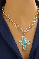 Notable Hammered Cross Toggle Necklace