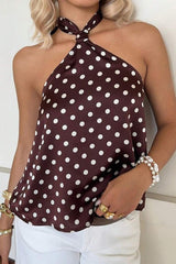 Polka Dot Halter Neck Sleeveless Top