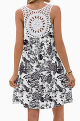 Back Lace V-neck Print Sleeveless Dress