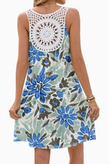 Back Lace V-neck Print Sleeveless Dress