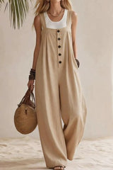 Sleeveless Wide Shoulder Strap Jumpsuit
