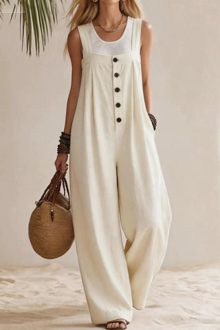 Sleeveless Wide Shoulder Strap Jumpsuit