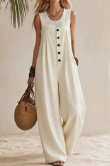 Sleeveless Wide Shoulder Strap Jumpsuit