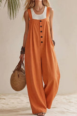 Sleeveless Wide Shoulder Strap Jumpsuit