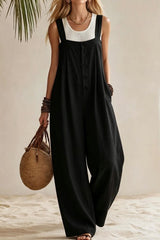 Sleeveless Wide Shoulder Strap Jumpsuit