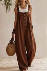 Sleeveless Wide Shoulder Strap Jumpsuit