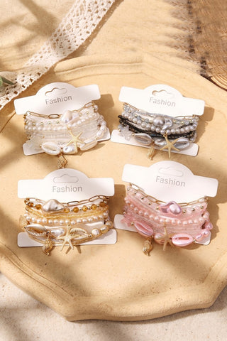Bohemian Shell Starfish Bead Bracelet Set