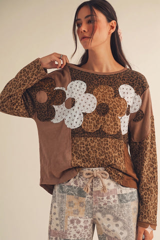 Leopard Untamed Bloom Couture Patchwork Top