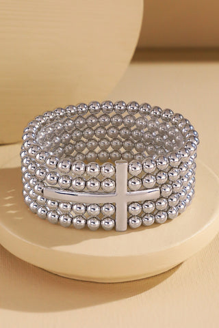5-layer Beaded Cross Stretch Bracelet