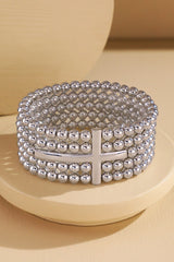 5-layer Beaded Cross Stretch Bracelet