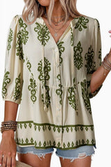 Boho V-neck Mid Sleeve Shirt