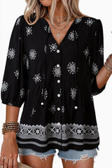 Boho V-neck Mid Sleeve Shirt
