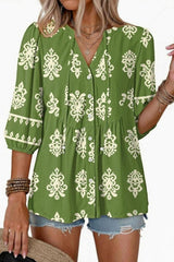 Boho V-neck Mid Sleeve Shirt