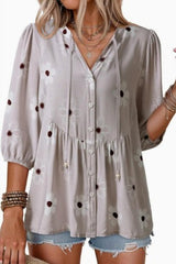 Boho V-neck Mid Sleeve Shirt