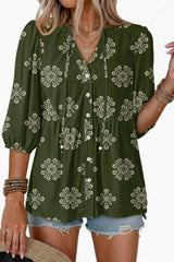 Boho V-neck Mid Sleeve Shirt