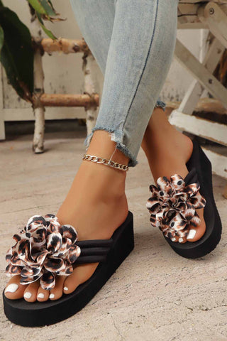 3d Leopard Flower Lightweight Eva Platform Flip Flops