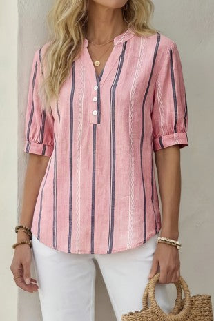V Neck Stripes Top