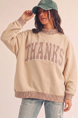 Vintage Thanks Gingham Patch Pullover