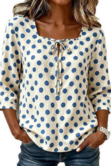 Polka Dot U-neck Mid Sleeve Shirt