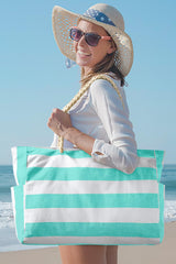Striped Waterproof Canvas Large Capacity Tote Bag