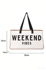 Weekend Vibes Print Travel Canvas Tote Bag
