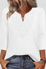 3/4 Sleeve Lace Neck Top