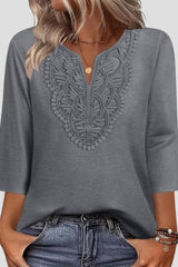 3/4 Sleeve Lace Neck Top