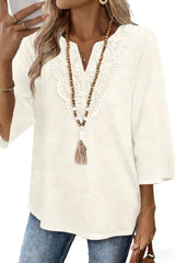 3/4 Sleeve Lace Neck Top