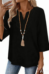 3/4 Sleeve Lace Neck Top
