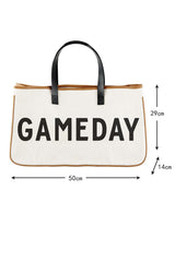 Contrast Handle Leather Trim Canvas Gameday Tote Bag