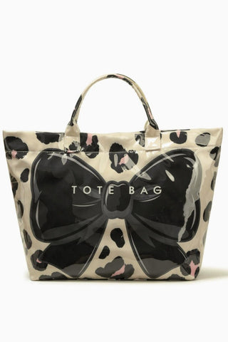 Sweet Bow Leopard Print Sleek Pvc Tote Bag