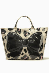 Sweet Bow Leopard Print Sleek Pvc Tote Bag