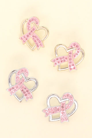 Breast Cancer Awareness Pink Ribbon Earrings