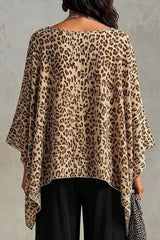 Flowy Leopard V-neck Poncho Top