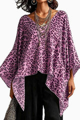 Flowy Leopard V-neck Poncho Top