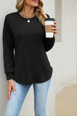 Solid Color Loose Long Sleeved Top