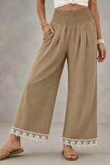Boho Lace Hem Straight Leg Pants